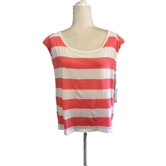 Calvin Klein Performance Striped Active Shirt Orange And White Fast Dry Size Sml - Picture 1 of 9